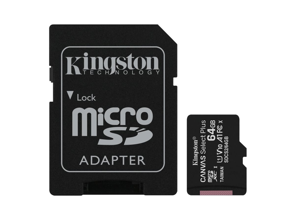 Kingston Technology Pack de trois cartes micSDXC Canvas Select Plus 100R A1 C10 de 64 Go + ADP simple