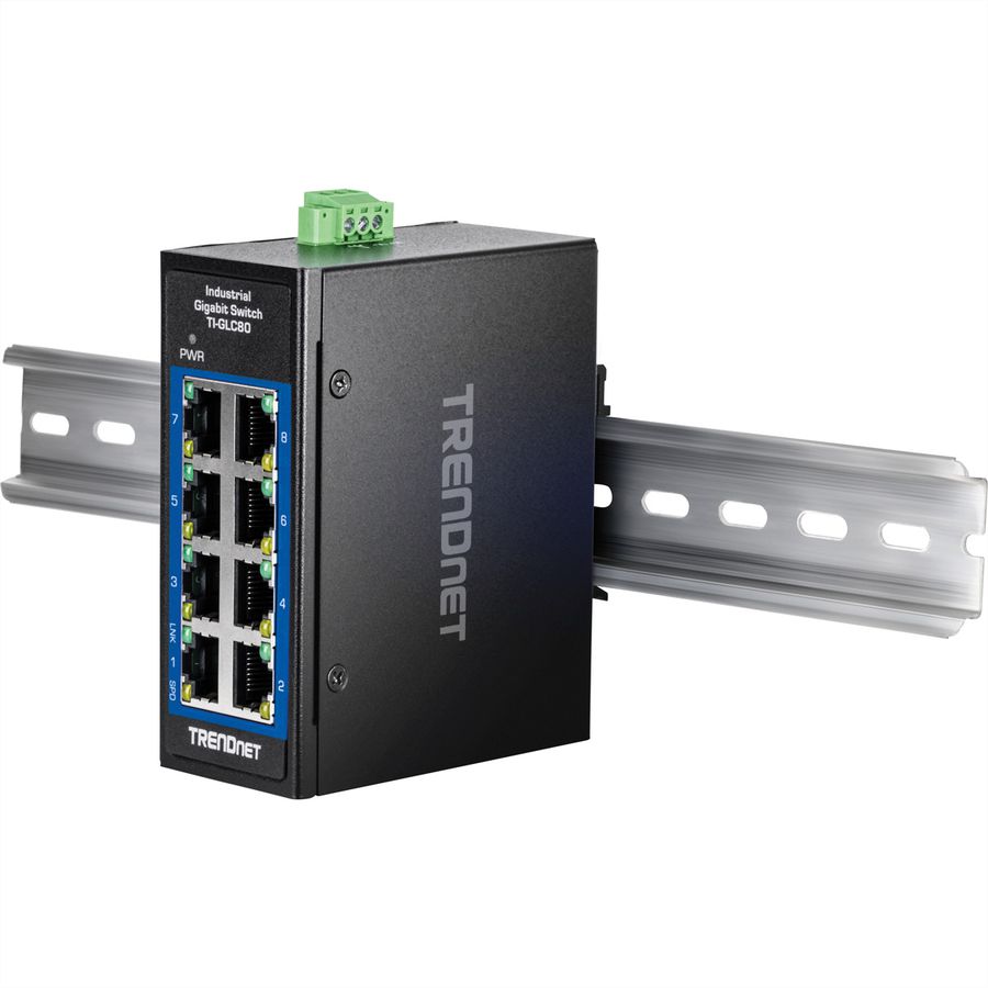 TRENDnet TI-GLC80 8-Port Gigabit Industrial DIN-Rail Mini