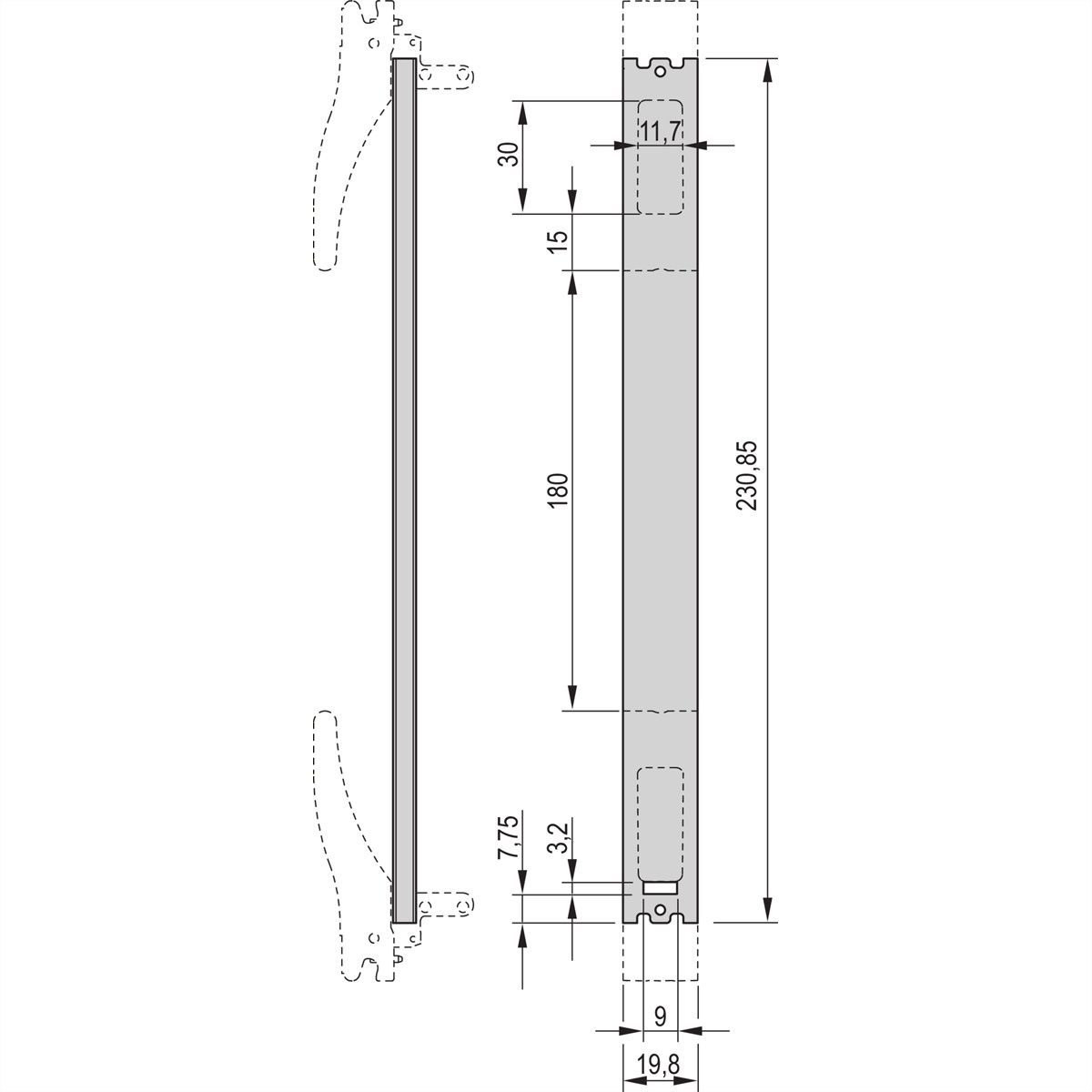 SCHROFF Frontplatte für XL-Griff, 4 TE - FRONTPLATTE XL 6HE 4TE