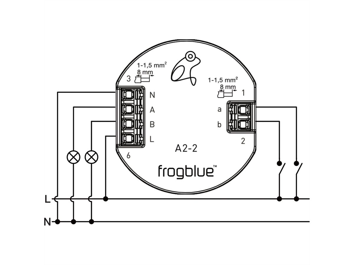 frogblue frogAct2-2, 2-Kanal Aktor (2x 300W) mit 2 Eingängen