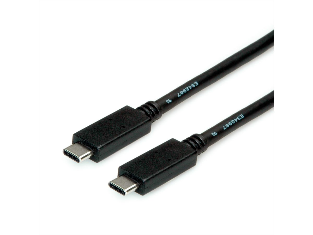 ROLINE Câble USB 3.2 Gen 2, avec PD, C-C, M/M, 4K UHD-1, 10Gbit/s, Emark, 100W, noir, 2 m
