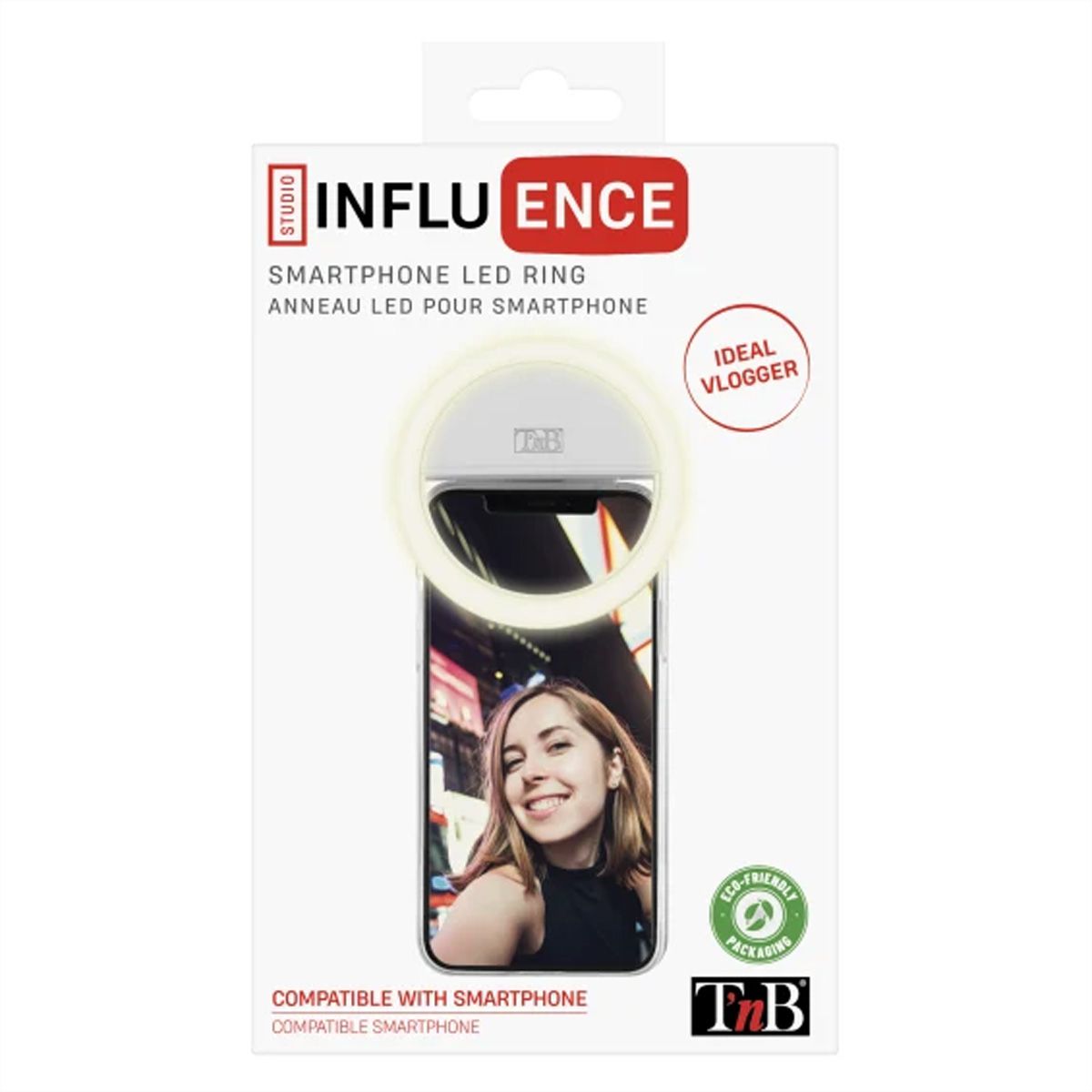 T'nB Influence LED Ring Clip für Smartphone, 6500K,125 mAh Akku