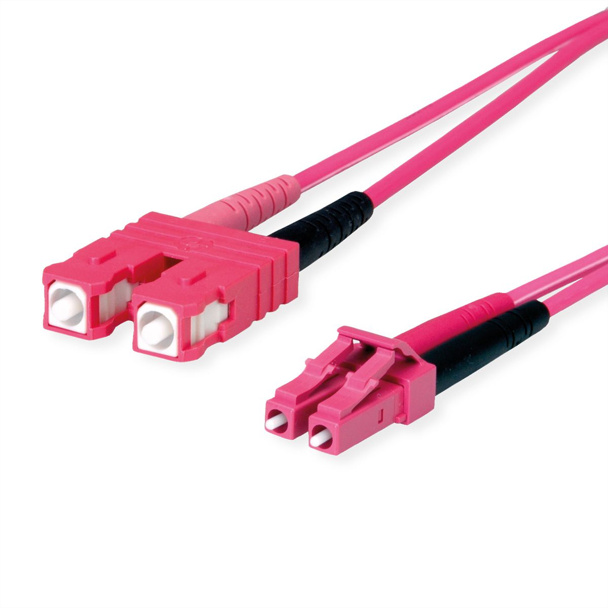 TELEGÄRTNER Câble adaptateur duplex 2x G50/125 OM4, 1x SC Duplex - 1x LC Duplex, violet, 10 m