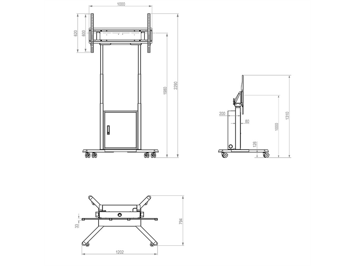 Hagor Système de levage Twin Lift M-B, mobile, réglage en hauteur motorisé