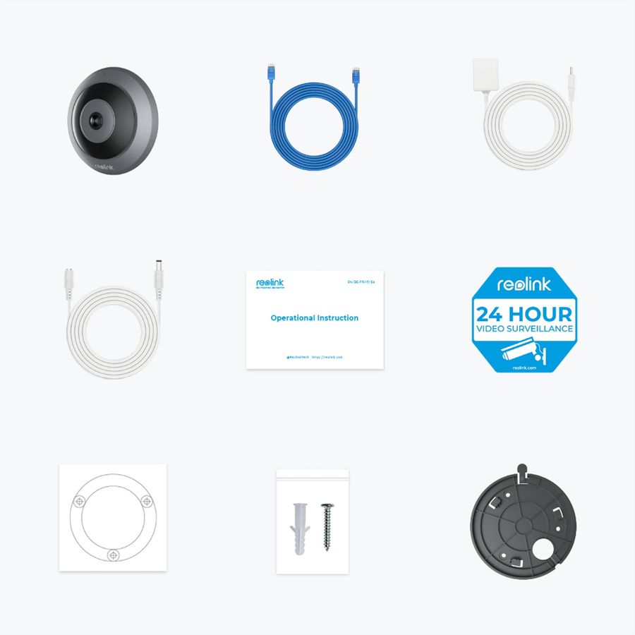 Reolink W520 Indoor WiFi-Caméra Fisheye, 6.5 MP, 180°/360°, IR-LED 8m