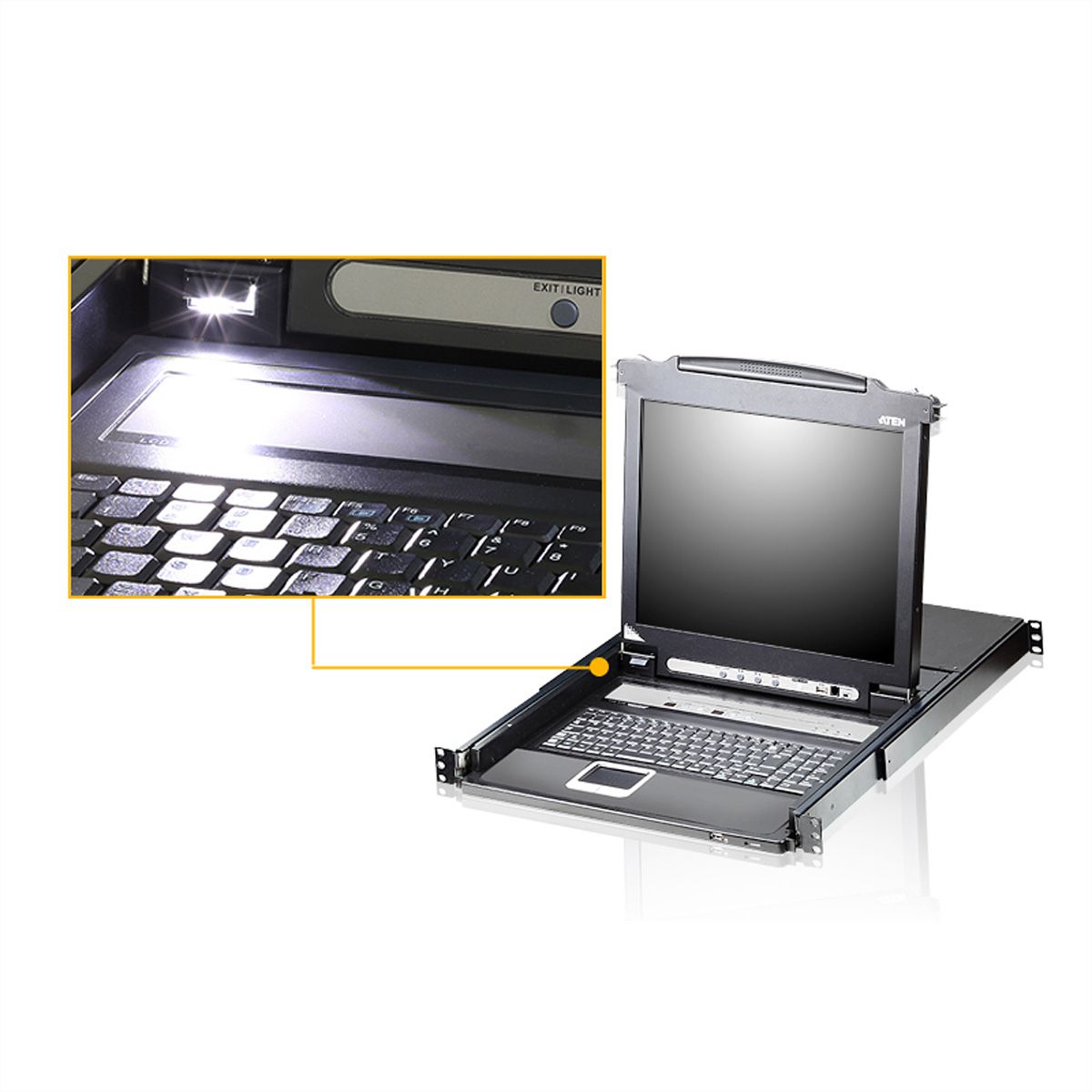 ATEN CL5716M 43cm-LCD KVM Switch, USB-PS/2, VGA, 16 Ports, UK-Layout