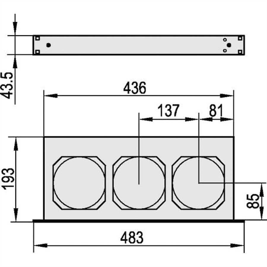 SCHROFF 19" Umlüfter, 3 Ventilatoren, 1 HE - UMLUEFTER 19"O.SCH. 24V