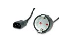 VALUE Netzkabel, C14 auf CEE7/3, max. 10A (2300W), nur für Verwendung an USV, schwarz, 0,3 m