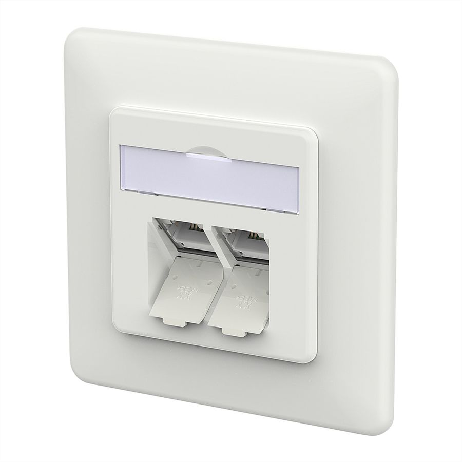 METZ CONNECT E-DAT C6A LSA++ Dose, 2 Port, UP, verkehrsweiß