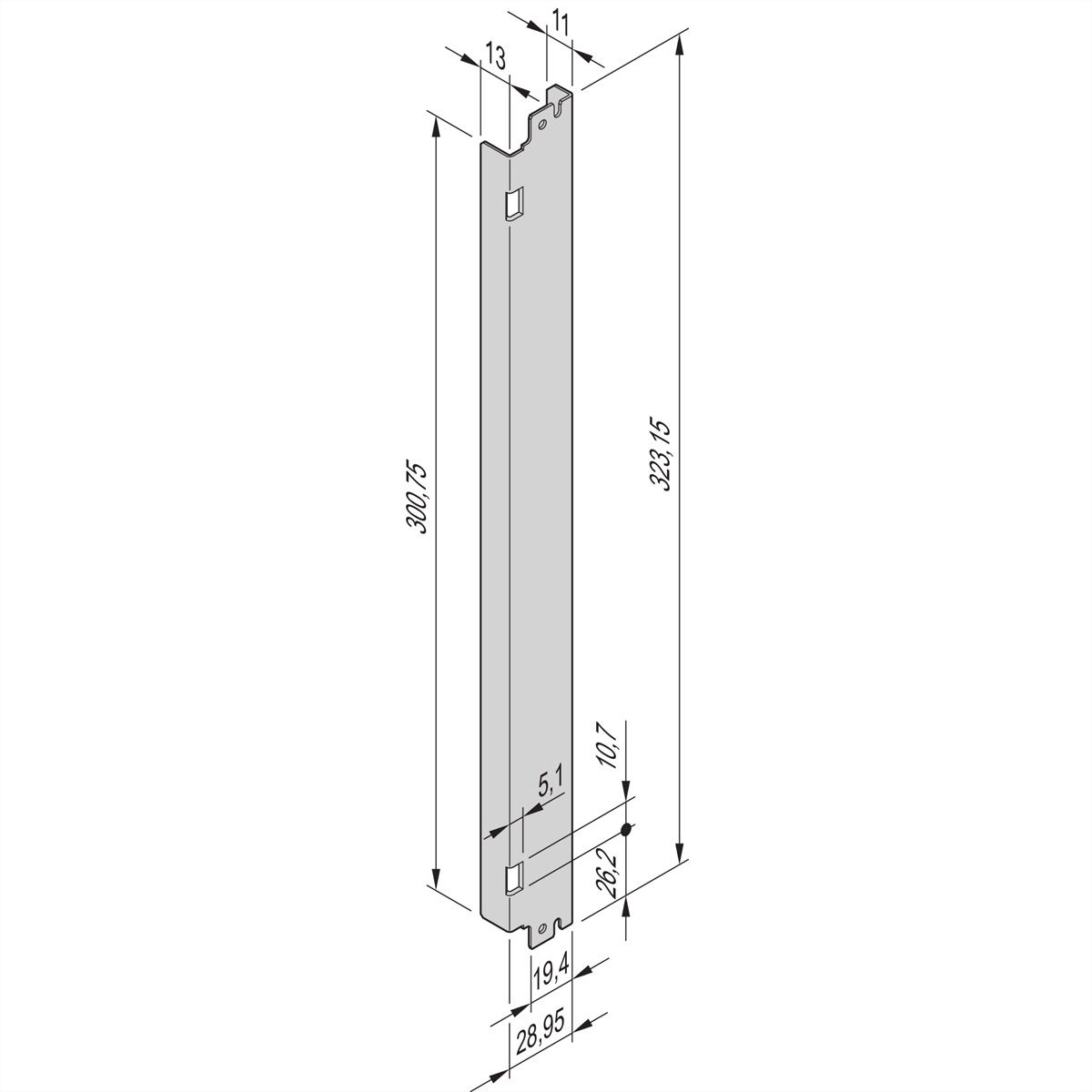 SCHROFF AdvancedTCA Face avant, renforcée, avec charge de ressort pour IEA 8U, 6 HP, 1 mm
