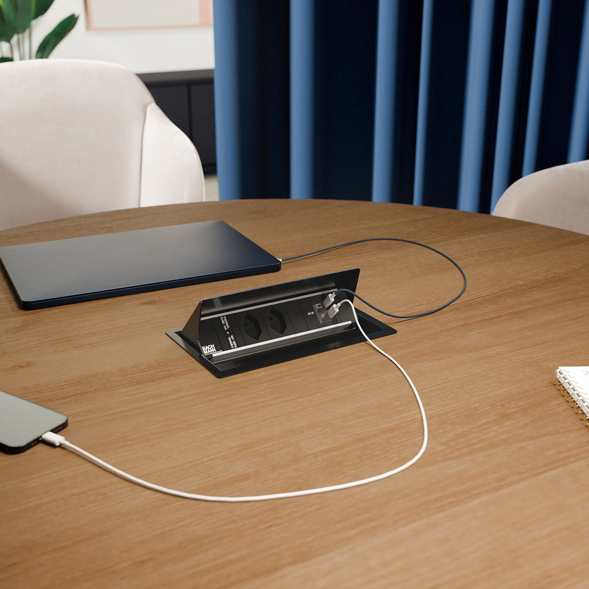 BACHMANN CONI S 2xCH 0° 1xUSB C/C 65W, L=0,2m