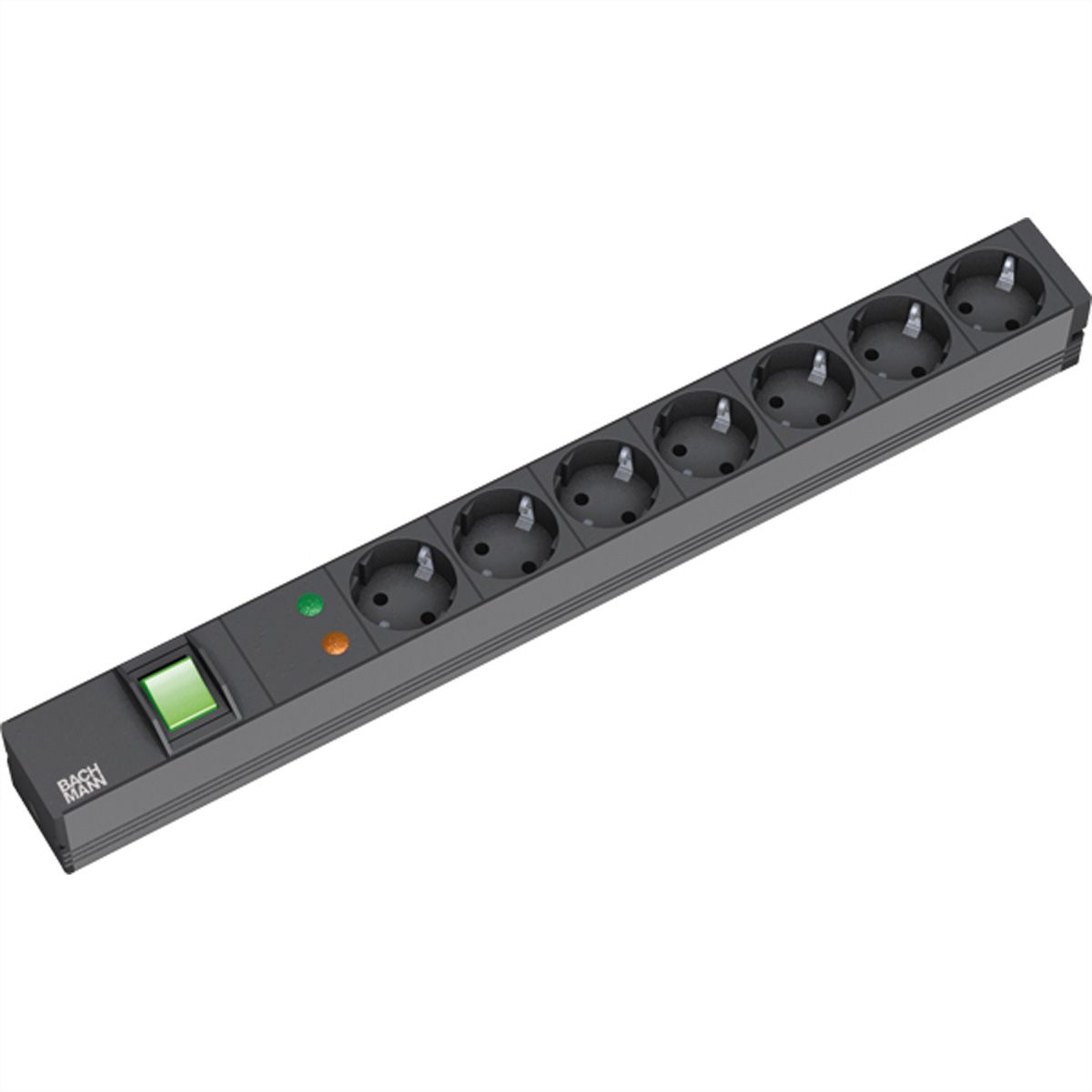 BACHMANN Bâti de prises 19" 7x avec TGB avec interrupteur, noir