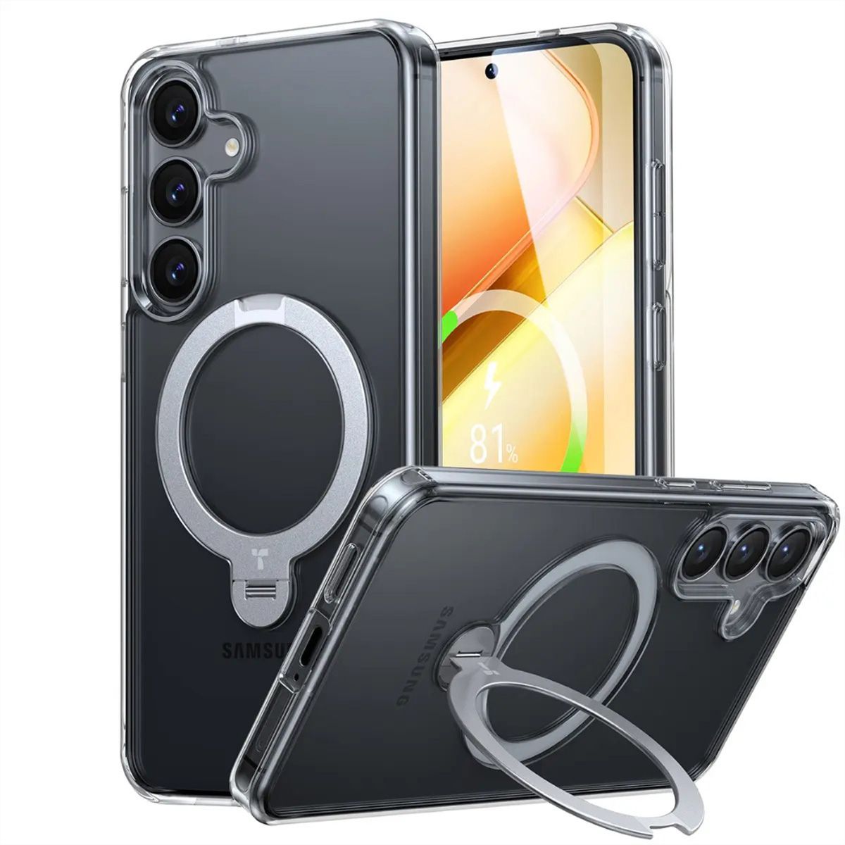 Torras Ostand 360° Case, Samsung S25, MagSafe, transparent