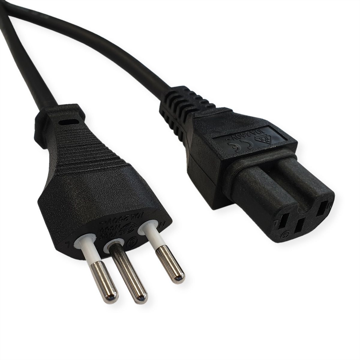 VALUE Netzkabel T12 auf C15, schwarz, 1,8 m