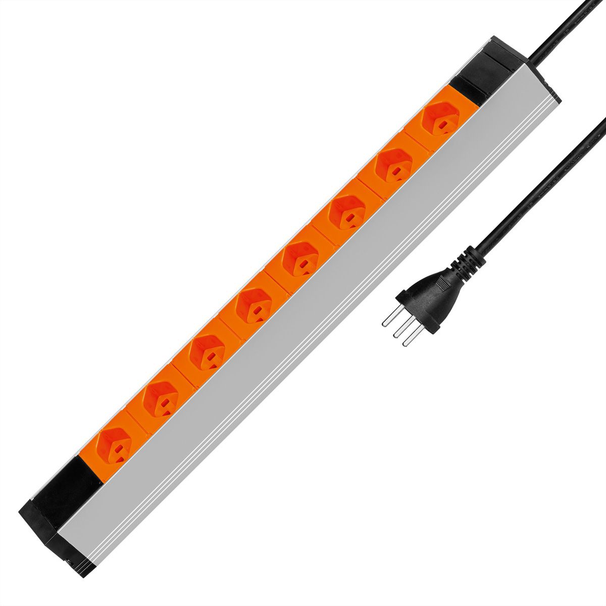 Steffen Alu Modular 19 Zoll Steckdosenleiste, 8xT23, orange