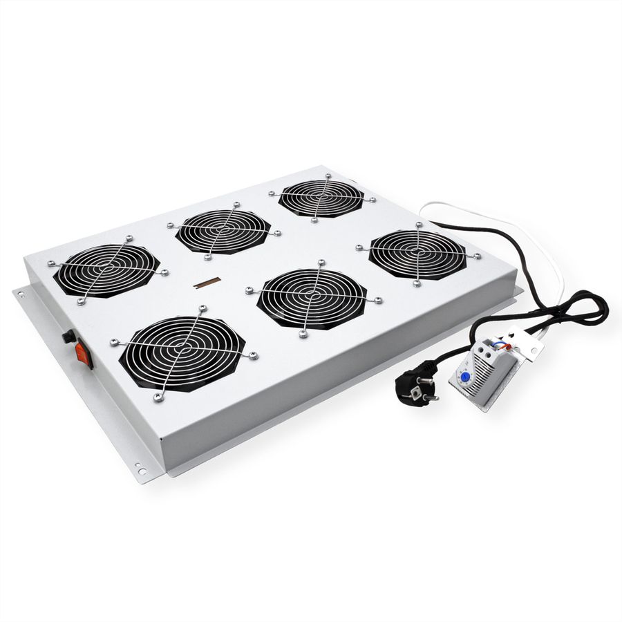 ROLINE 19-Zoll Dachlüftereinheit 6 Lüfter, Thermostat für Serverschrank grau