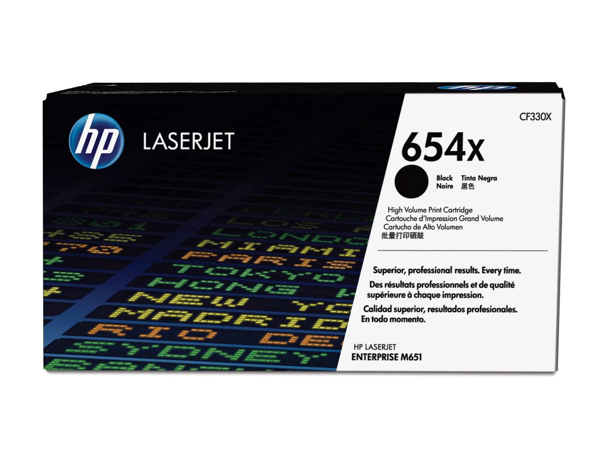 HP 654X toner noir grande capacité LaserJet authentique avec toner ColorSphere