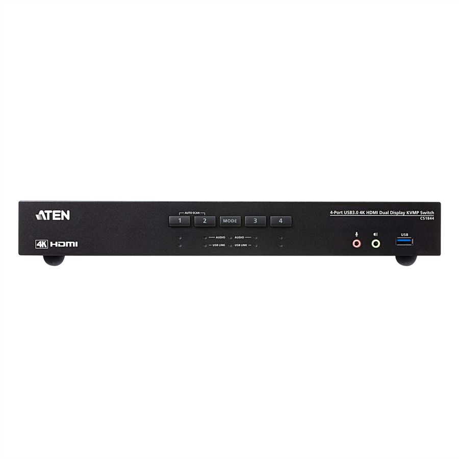 ATEN CS1844 4-Port True 4K HDMI Dual-View KVM Switch mit Audio & USB 3.0Hub
