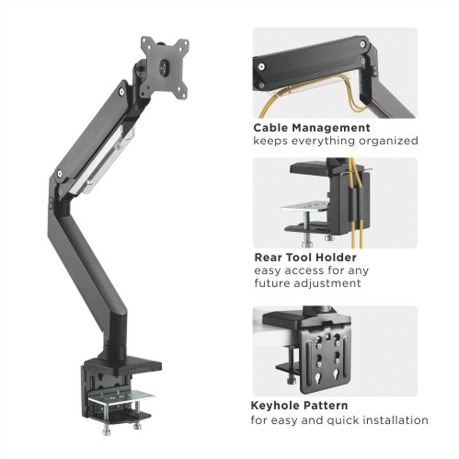 ROLINE LCD-Arm, Tischmontage, Gasfeder, 5 Gelenke, bis 18 kg