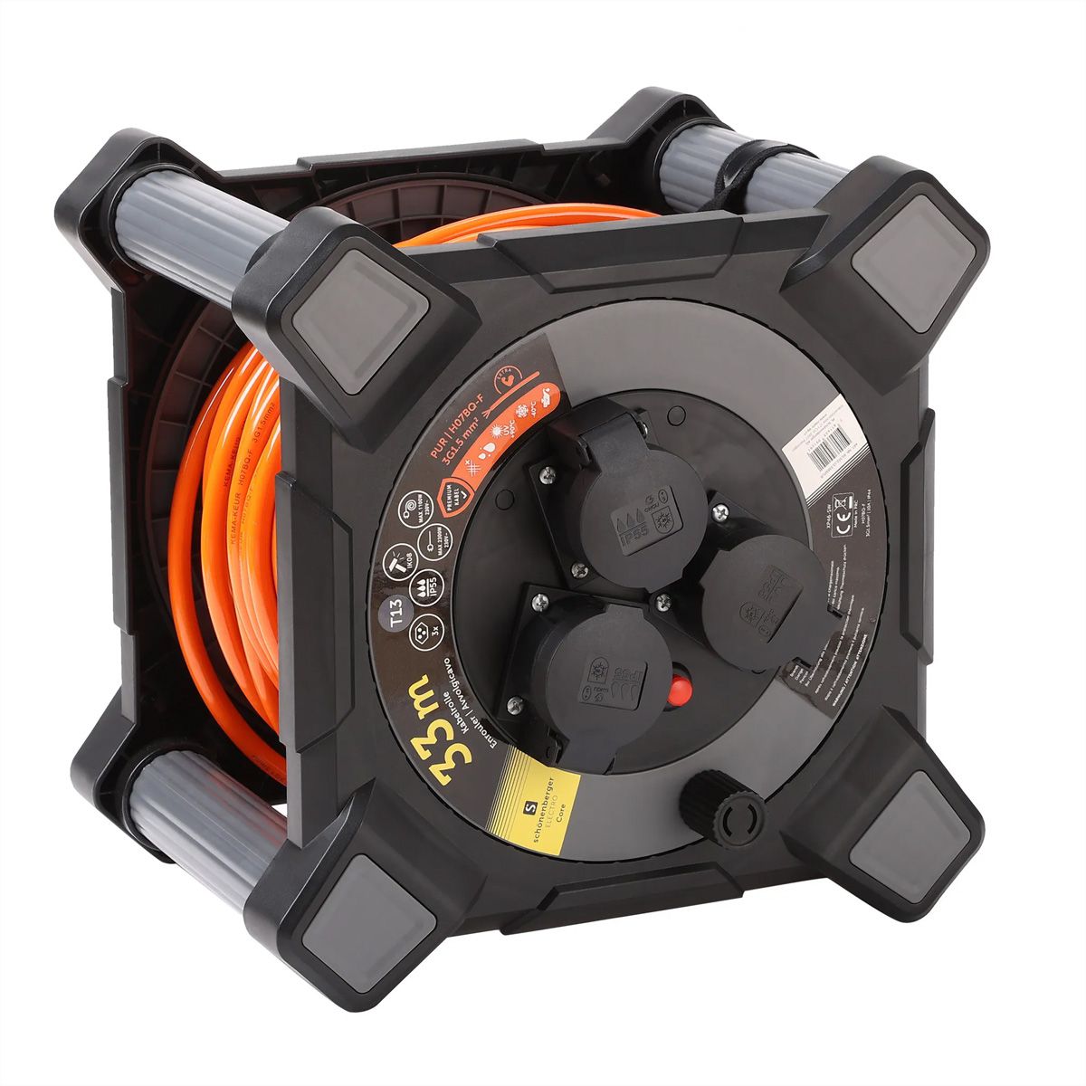 Boîte à câbles en plastique 3xT13, EPR-PUR H07BQ-F 3G1.5mm2,33m,IK08 , orange