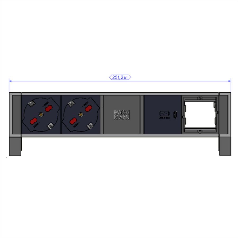 BACHMANN DESK2 2xP40 1xUSB C 30W 1xCM, ITALIE