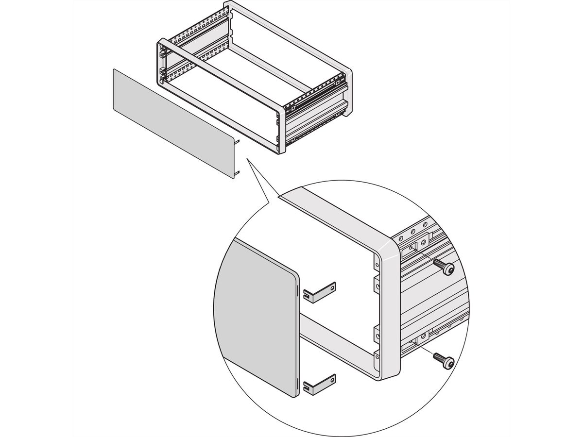 Face avant/arrière SCHROFF CompacPRO, avec fixation invisible, 3 U, 28 CV, 2,5 mm, alu, anodisé, bords non traités