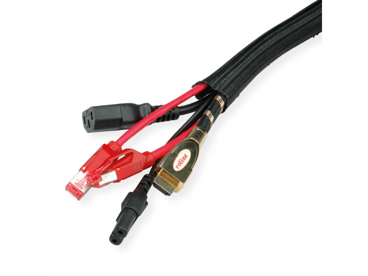 ROLINE Tuyau passe-câbles en PVC à fermeture automatique, noir, 2,5 m