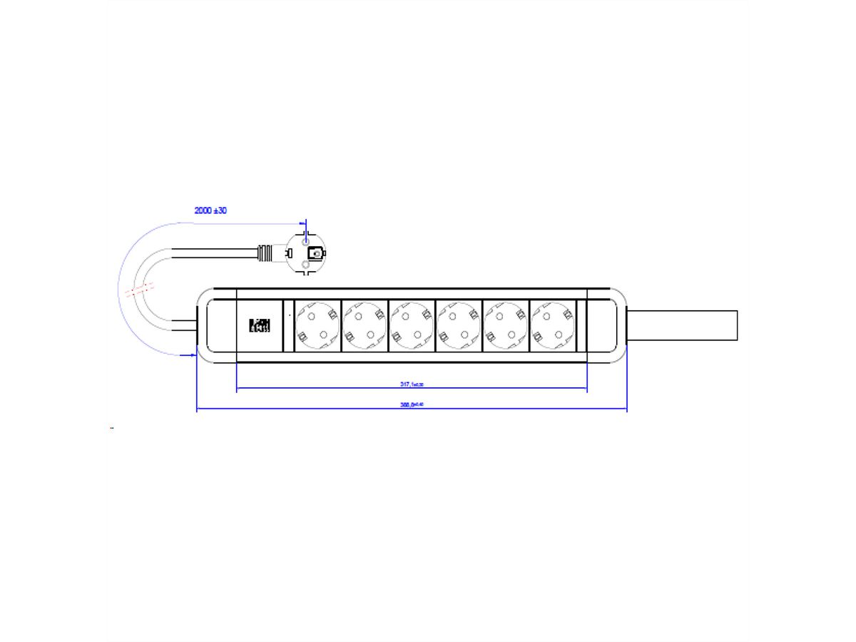 BACHMANN PRIMO 2 6xCEE7/3 mit Schlaufe 2,0m CEE7/7