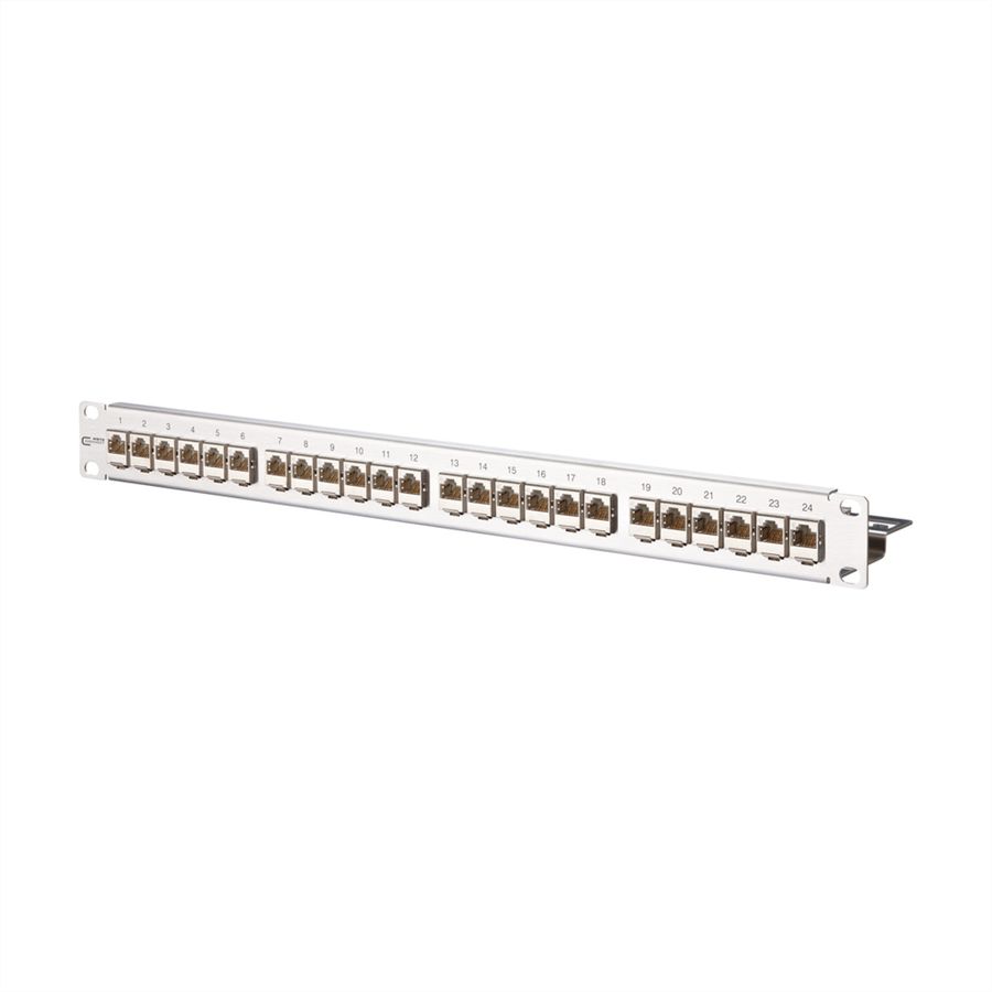 METZ CONNECT E-DAT modul 24x8(8) 1HE Patchfeld Cat.6A, silberfarben