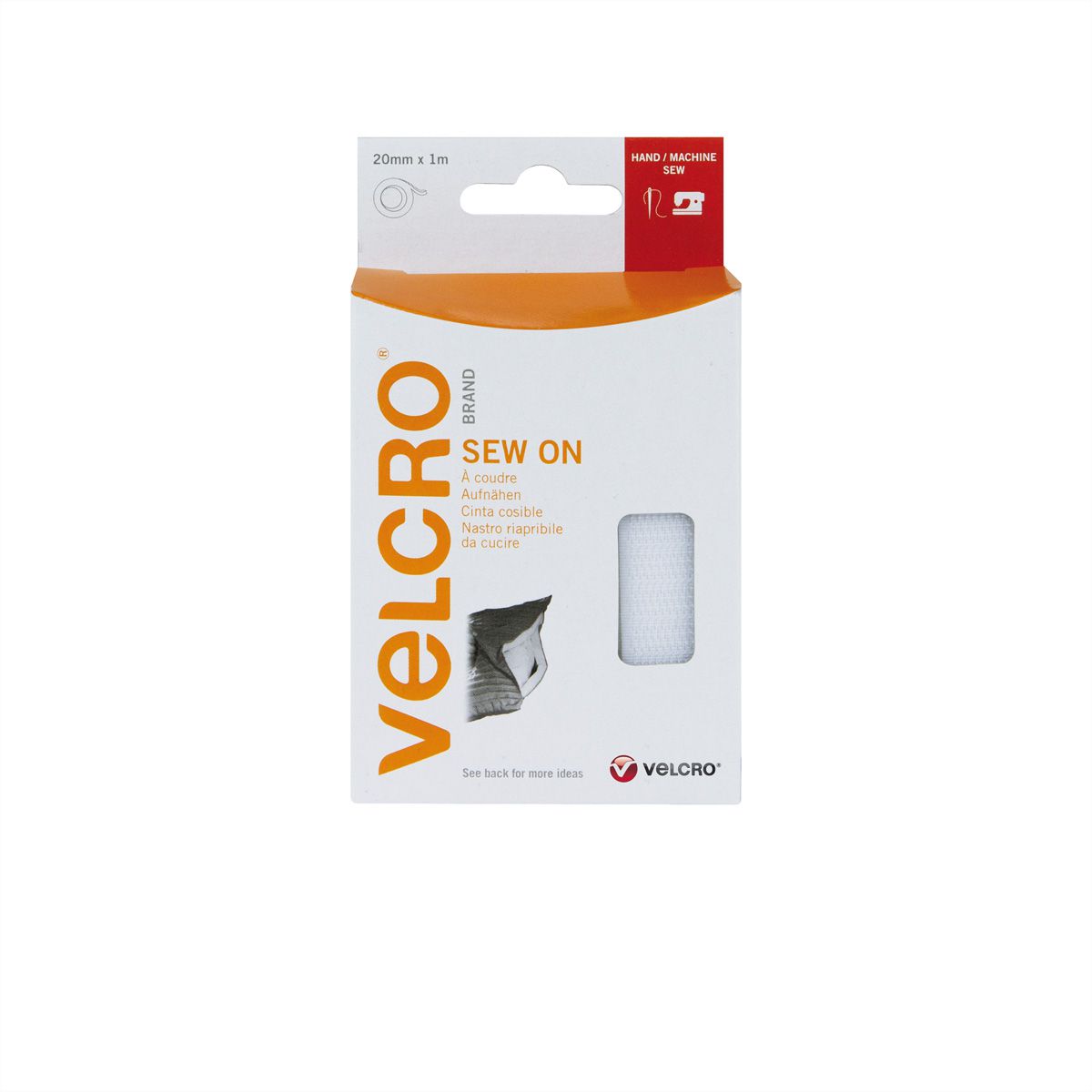 VELCRO® Crochets & velours 20mmx1m blanc, bande à coudre