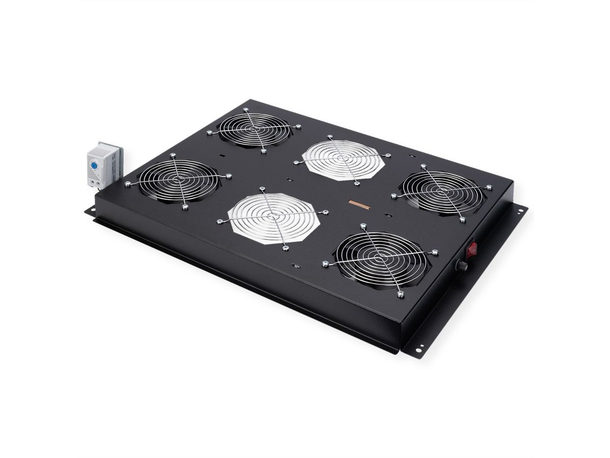 ROLINE 19-Zoll Dachlüftereinheit 4 Lüfter, Thermostat für Serverschrank schwarz