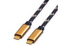ROLINE GOLD USB4 Gen3x2 Kabel, C–C, ST/ST, 8K UHD-2, 40Gbit/s, 100W, schwarz / gold, 1 m