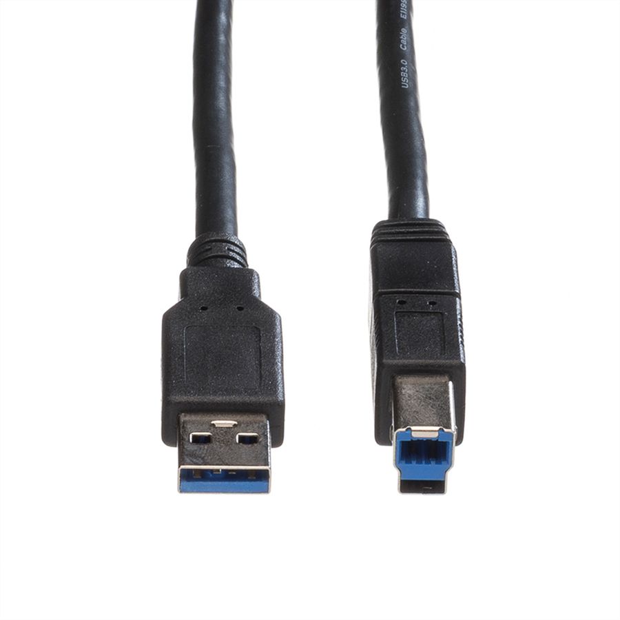 ROLINE USB 3.2 Gen 1 Kabel, Typ A-B, schwarz, 0,8 m