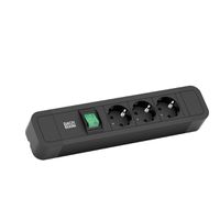 BACHMANN Prise multiple, 12x, aluminium, noir, 2 m