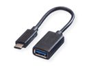 VALUE USB 3.2 Gen 1 Kabel, USB Typ C - A, ST/BU, OTG, schwarz, 0,15 m
