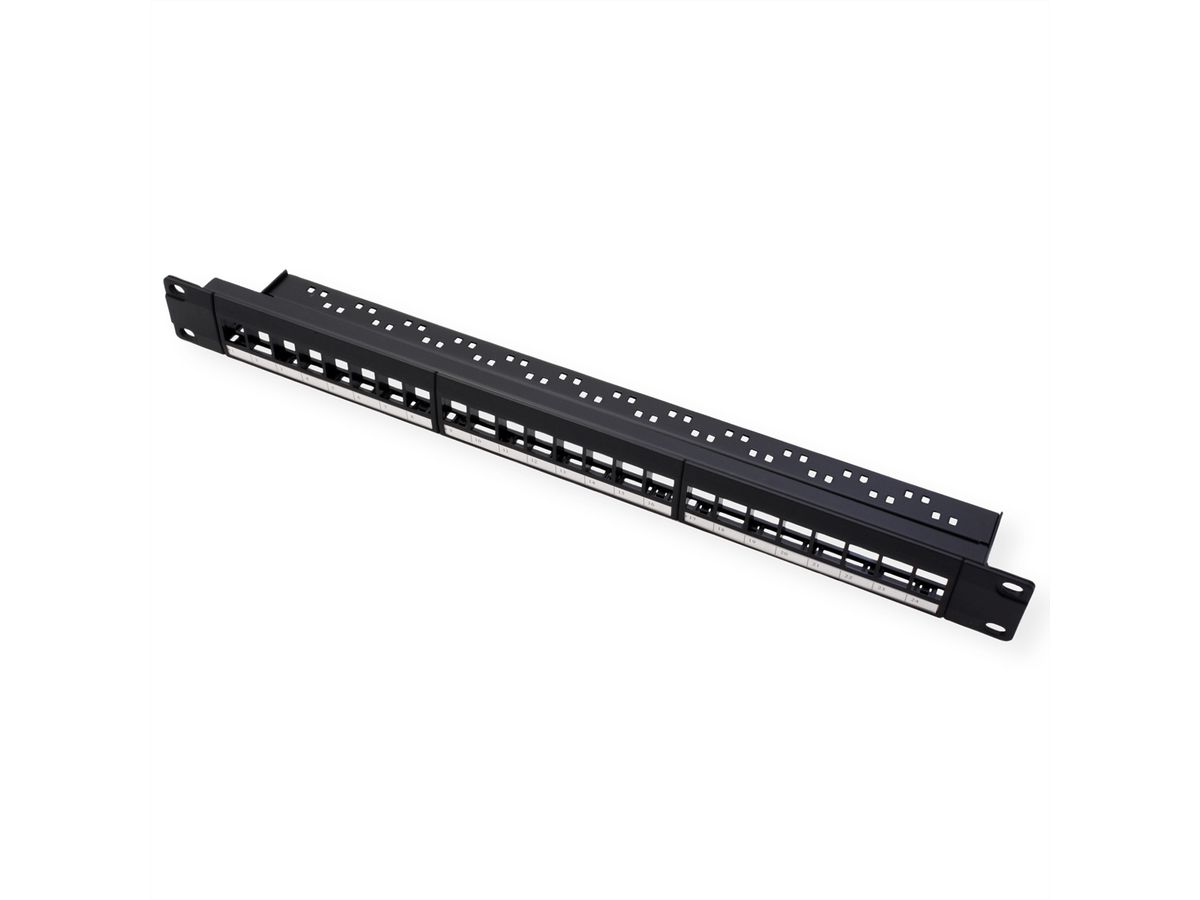 VALUE Panneau de brassage 19" pour keystones, 24 ports, 1U, en 3 parties, non-blindé, noir