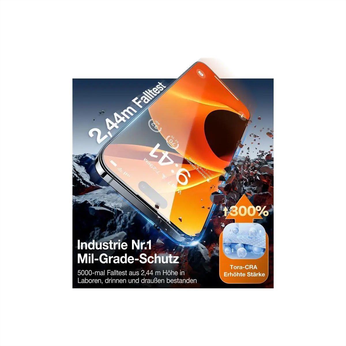 Torras Displayschutz Diamond Panzerglas, iPhone 15, transparent