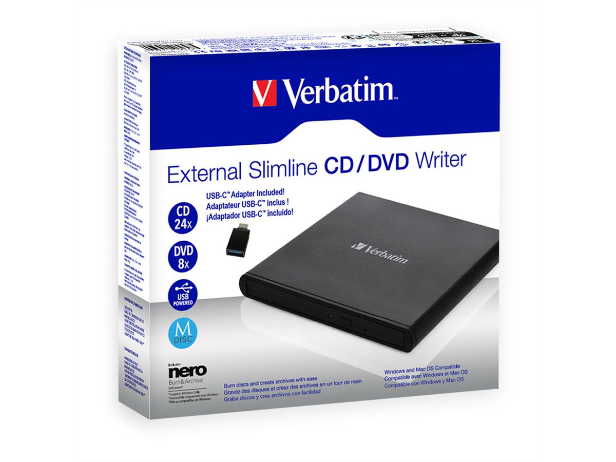 Verbatim Slimline CD/DVD Writer USB 2.0