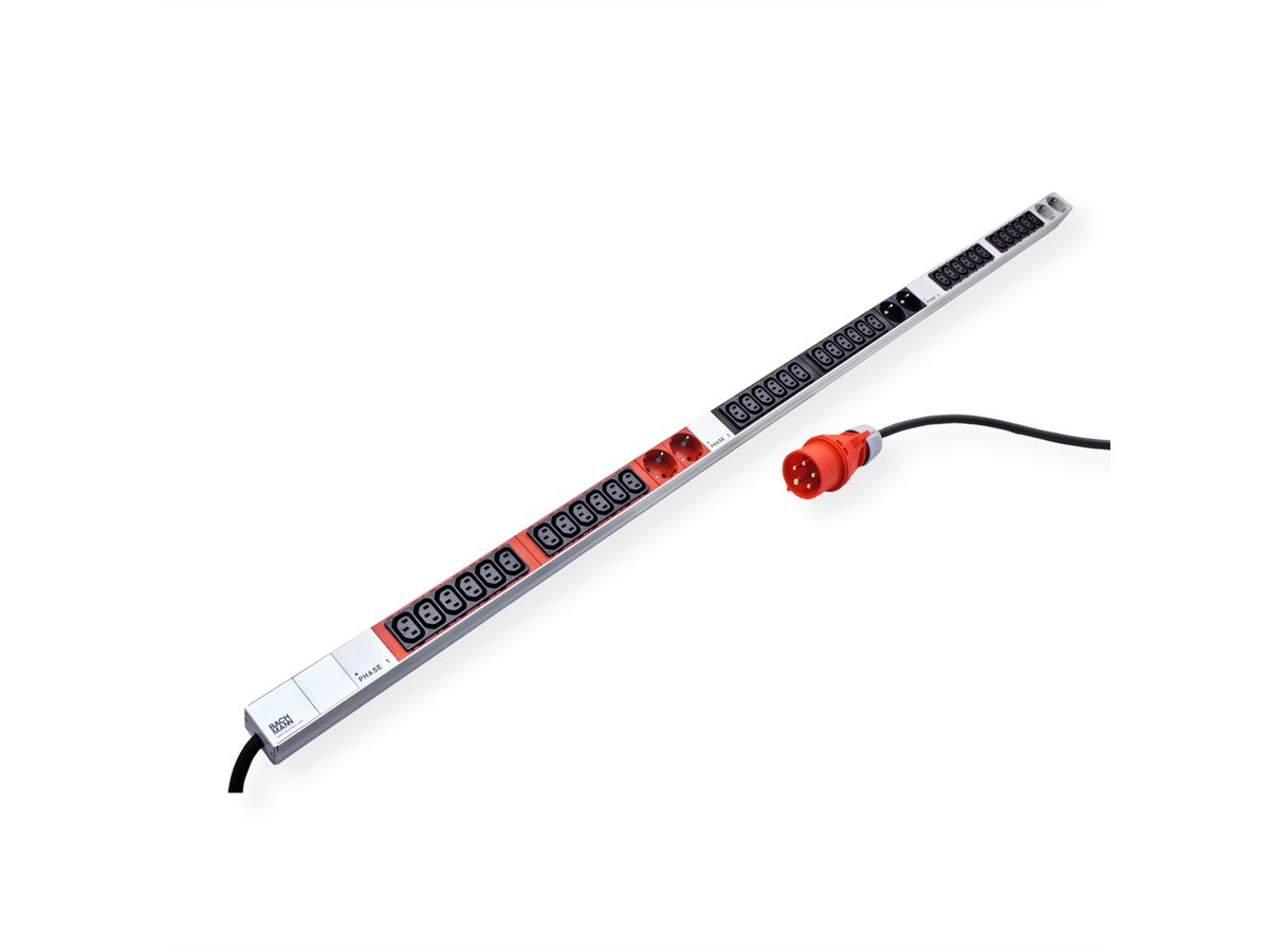 BACHMANN IT PDU ALU 1HE 36x C13 6x Schutzkontakt CEE 3x 32A rot