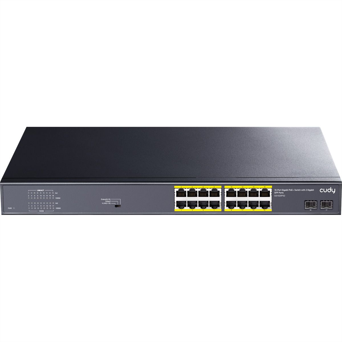 CUDY GS1020PS2 Switch 16 ports Gigabit PoE+, 2 ports Gigabit SFP 200W