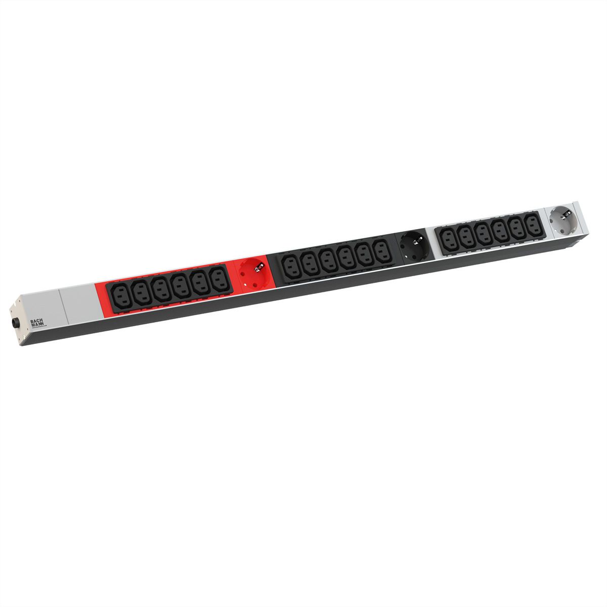 BACHMANN IT PDU ALU 1UH 18x C13 3x contact de protection CEE 3x 16A rouge
