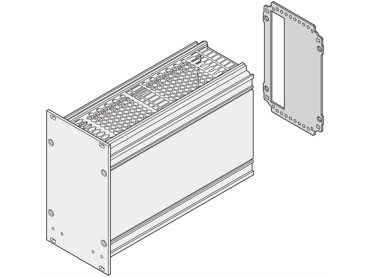 Unité enfichable de type cadre SCHROFF, panneau arrière, découpe pour un connecteur, 3 U, 21 HP