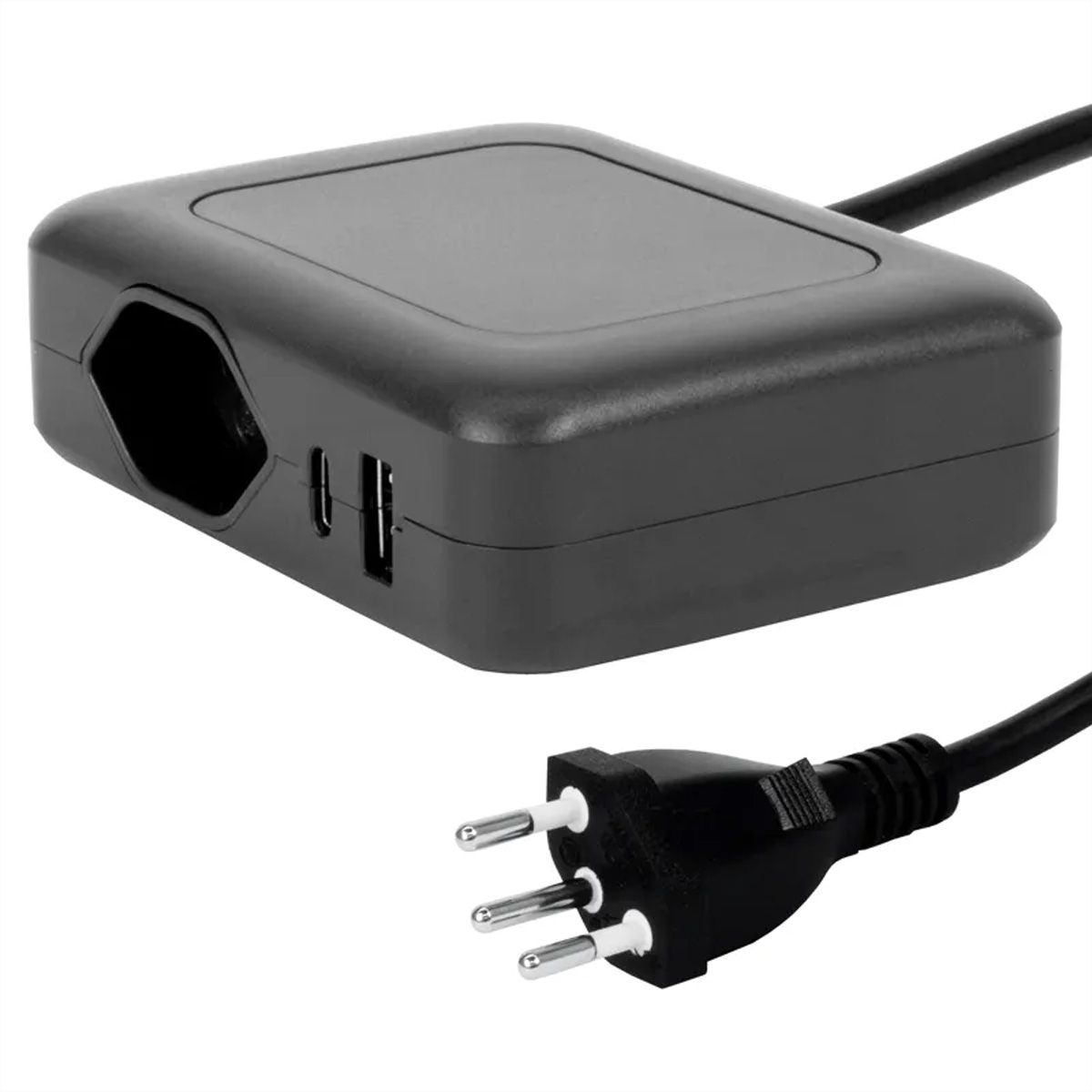 Steffen station de charge IQ simple, 1xT13 + 1xUSB-A 36W + 1xUSB-C PD 45W, noir, 1.5m