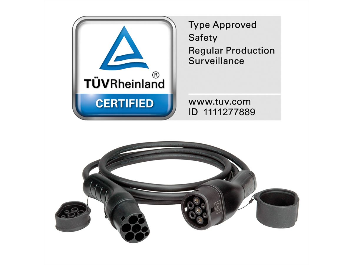 ROLINE Câble de recharge VE type2, 1-Phase, 250VAC (1P+N+E), 32 A, 7,4 kW, 7,5 m