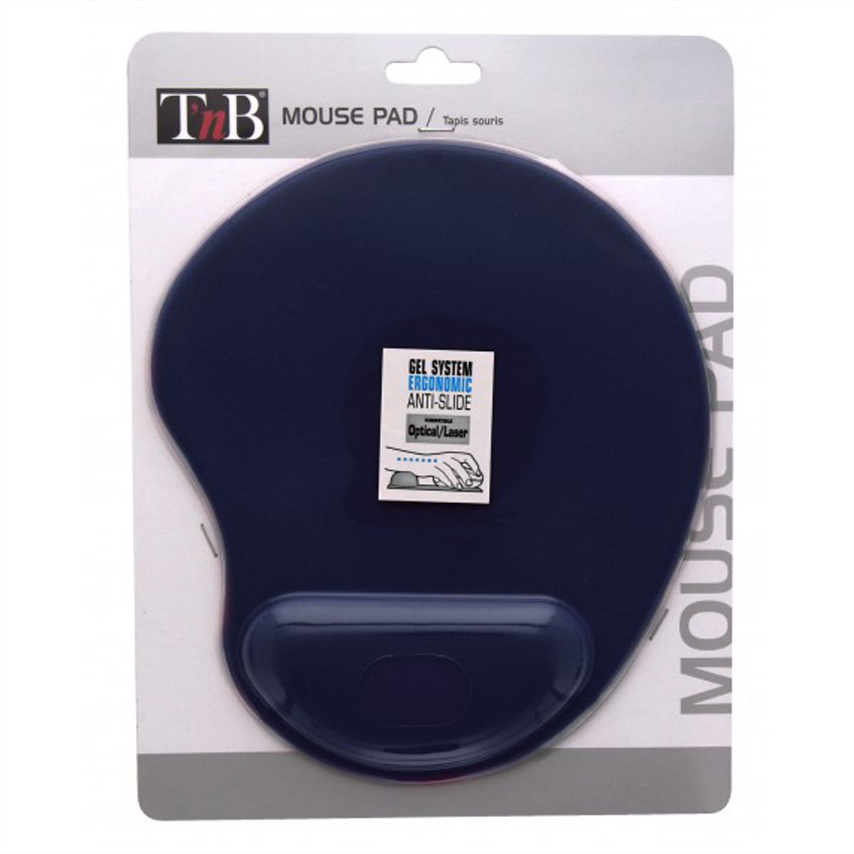 Tapis de souris T'NB Ergo Design ergonomique avec insert gel, bleu