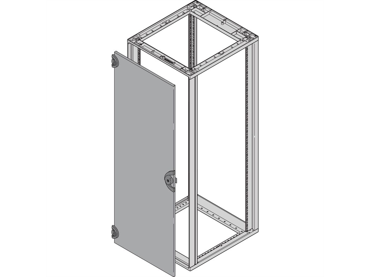 Porte en acier Novastar SCHROFF, Angle d'ouverture 180°, RAL 7021, 25 U 553W