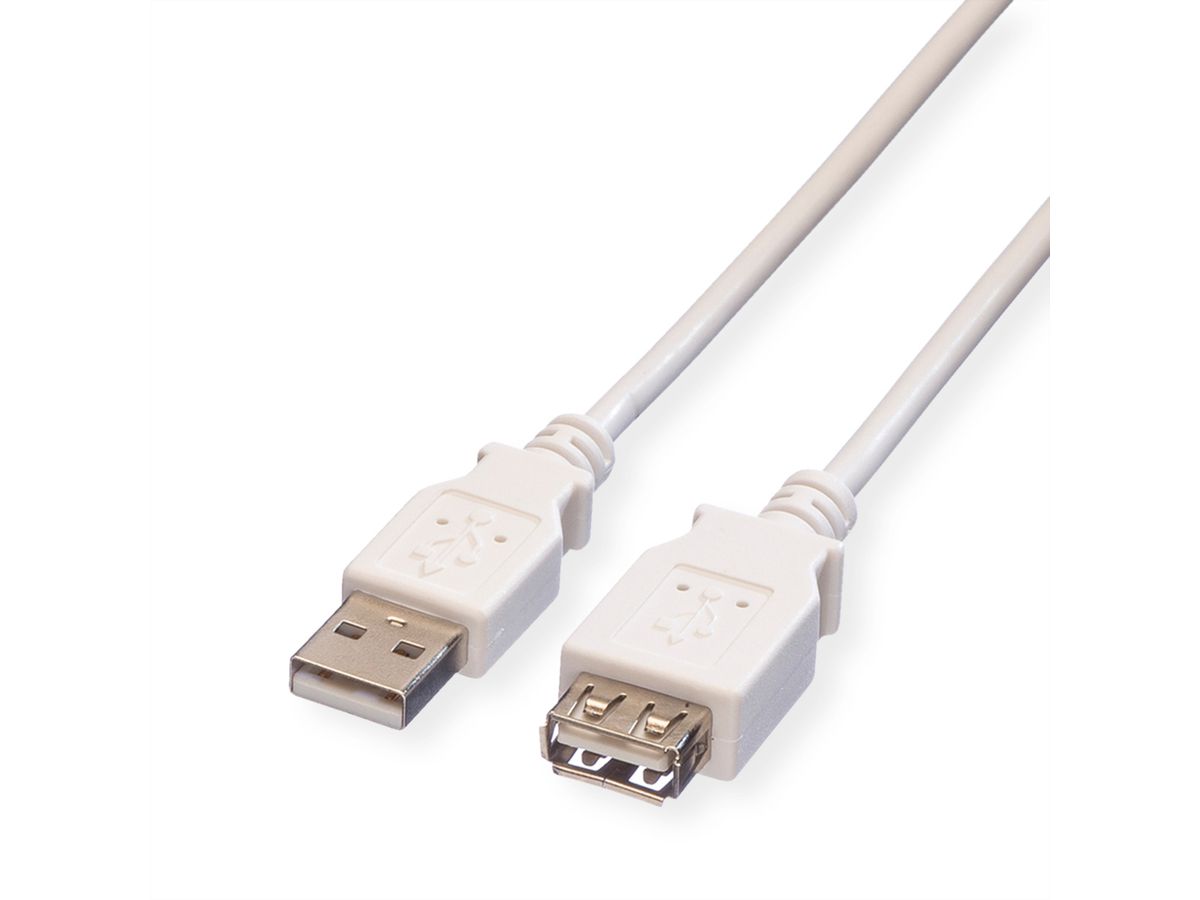 VALUE USB 2.0 Verlängerungskabel, Typ A-A, ST/BU, weiß, 1,8 m