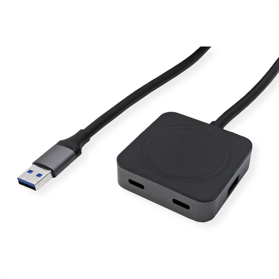 VALUE Hub USB 3.2 Gen1, 4 ports (2x A+ 2x C) avec câble prolongateur, noir, 10 m