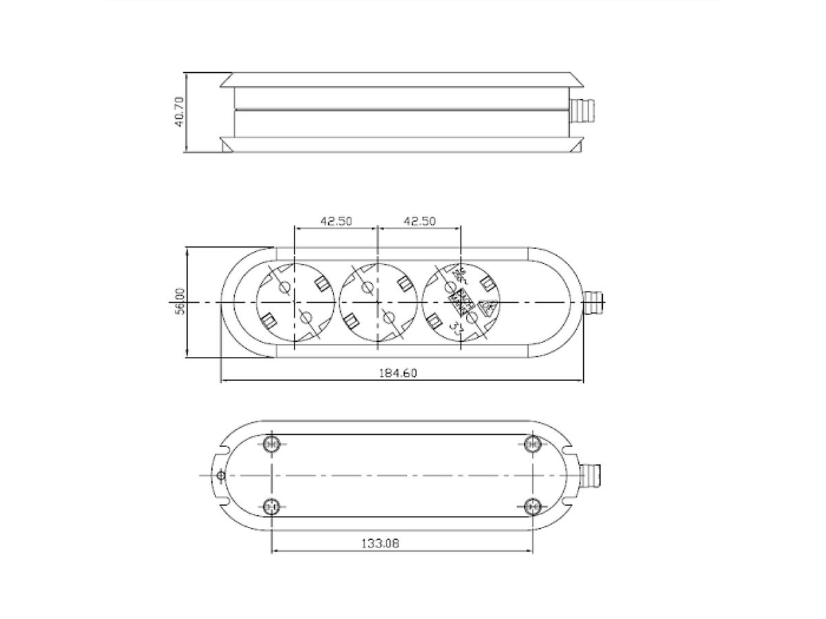 BACHMANN SMART Steckdosenleiste 3xCEE7/3 weiß, ohne Zuleitung