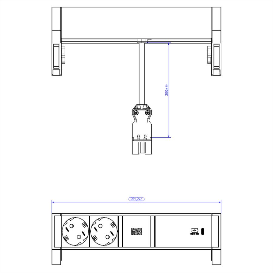 BACHMANN DESK2 2x contact de protection USB C